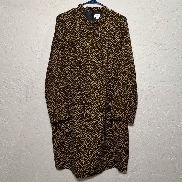 J. Crew Ruffleneck Shift Dress Golden Brandy 20 - Picture 3 of 8